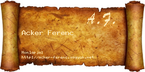 Acker Ferenc névjegykártya